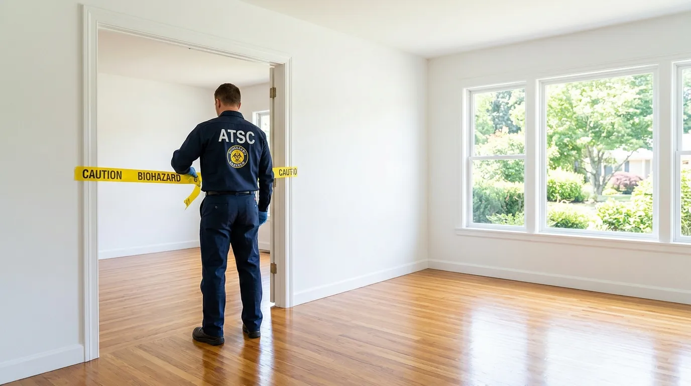 Certified biohazard cleanup crew performing Decomposition Cleanup in Pound Ridge